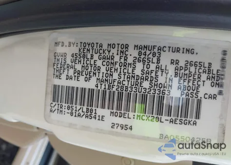 2003 Toyota Avalon Xls from USA, damaged, VIN 4T1BF28B33U323363